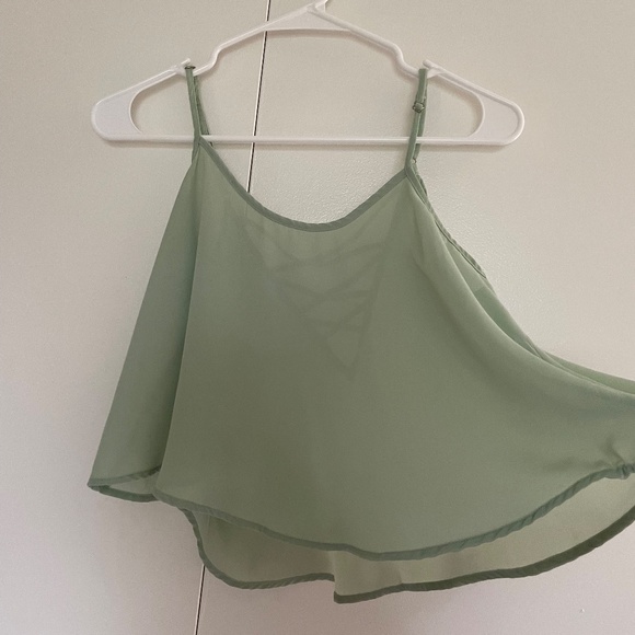 Mine Mint Green Hi-Low Mesh Spaghetti Strap Crop Top Size M 🌷🌺🌷 - Picture 12 of 12